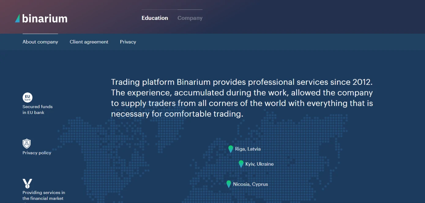 Скрин сайта компании Binarium 