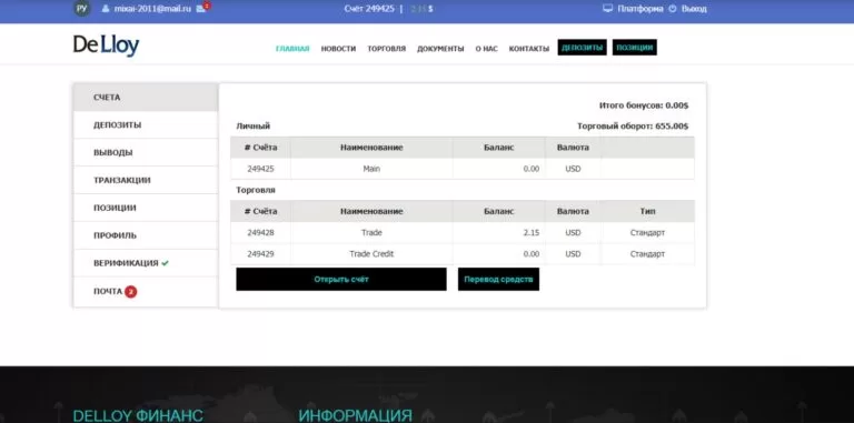 Проверка честности брокера DeLloy Trade